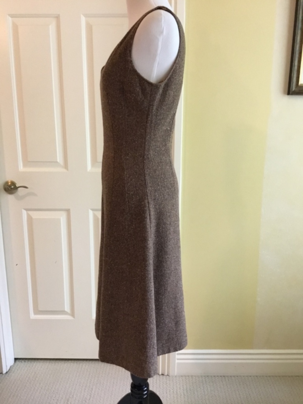 Dolce & Gabbana D&G Brown Herringbone Tweed Fit & Flare Midi Dress - Picture 10 of 14